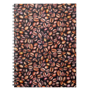 Coffee Beans Pencil Drawing Pattern Rustic Brown Notebook
