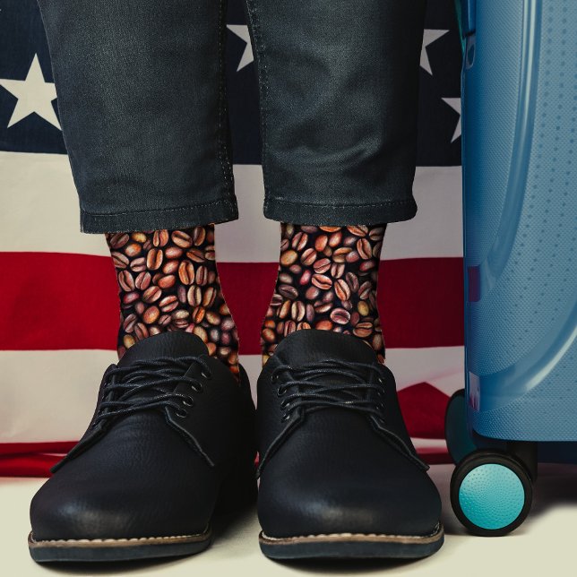   Coffee Beans Pencil Drawing Pattern Rustic Brown Socks (Creator Uploaded)