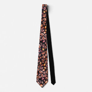 Coffee Beans Pencil Drawing Pattern Rustic Brown Tie