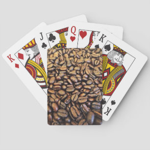 coffee beans playing cards