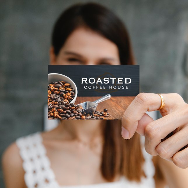 Coffee Beans Pouring Out w Scoop Business Card (Creator Uploaded)