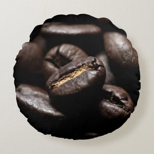 Coffee beans roasted food coffee round cushion (Front)