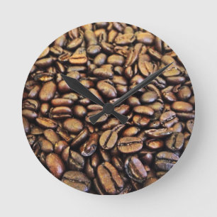 coffee beans round clock