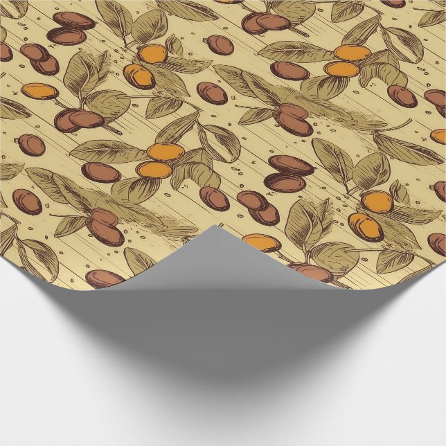 Coffee Beans Rustic Vintage Pattern No3 Wrapping Paper (Corner)