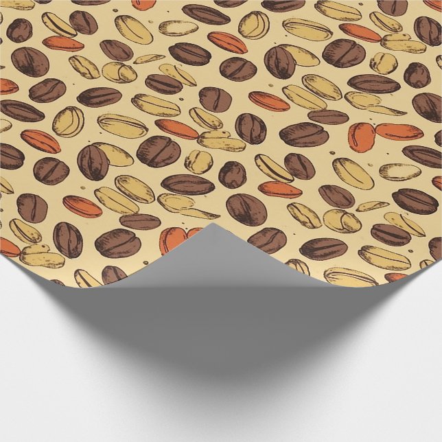 Coffee Beans Rustic Vintage Pattern No5 Wrapping Paper (Corner)