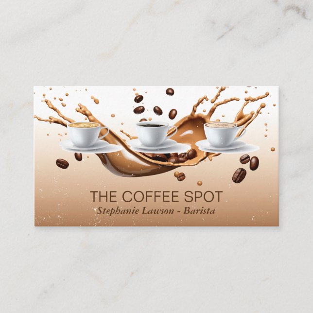 Coffee Beans Splash | Cup of Java Business Card (Front)