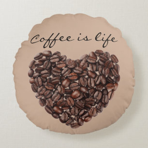 Coffee Beans Theme Round Cushion