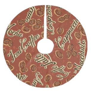 Coffee beans: typography vintage pattern. brushed polyester tree skirt