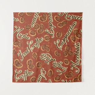 Coffee beans: typography vintage pattern. tapestry
