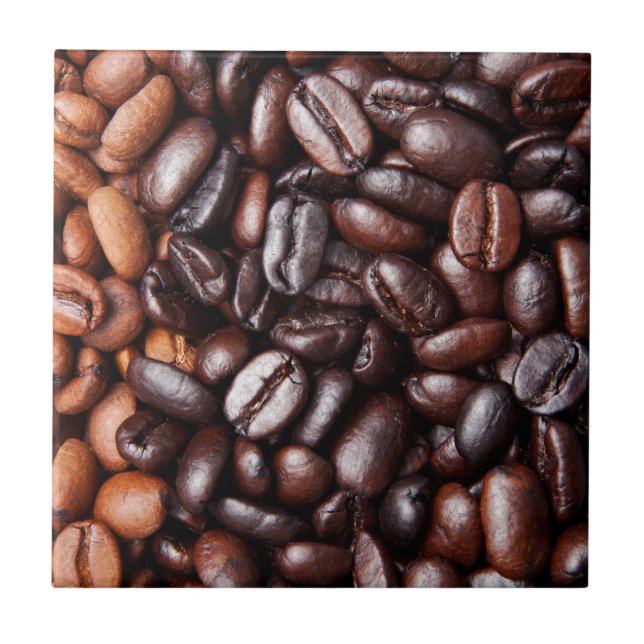 Coffee Beans - whole light and dark roasted Ceramic Tile (Front)