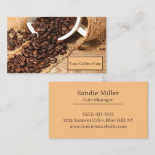 Coffee Beans With A Coffee Cup  Business Card