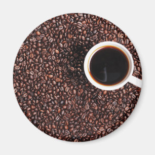 coffee beans with coffee cup magnet