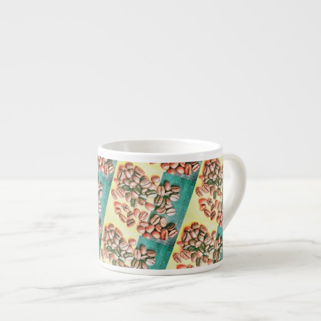 Coffee Beans Yellow Green Texture Espresso Cup (Front Right)