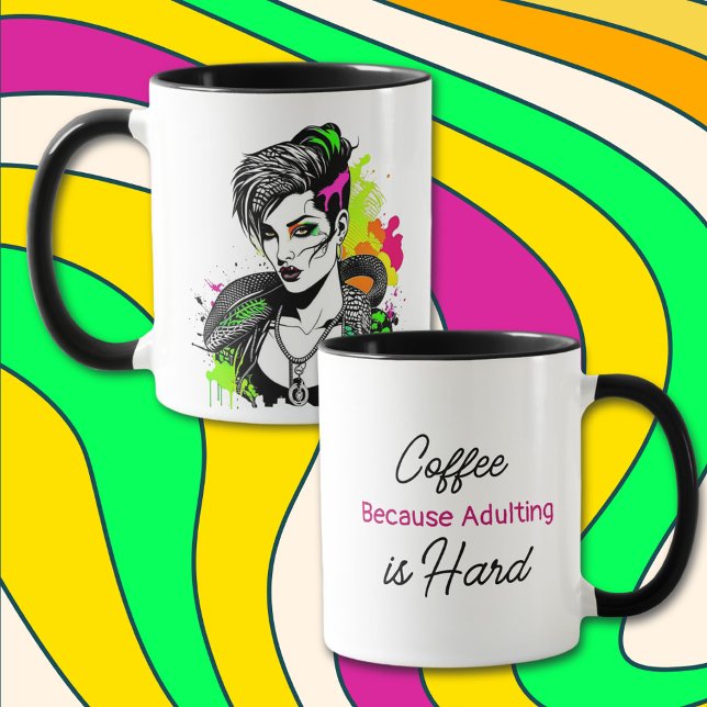 Coffee, because Adulting is Hard | Sarcastic Humou Mug (Creator Uploaded)