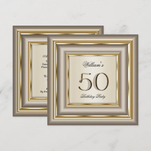 Coffee Beige Cream Gold Silver Birthday Party 2 Invitation