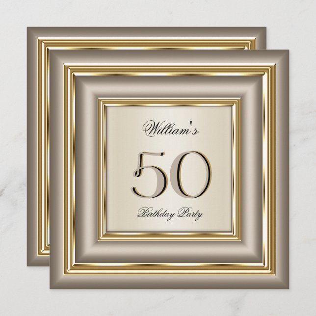 Coffee Beige Cream Gold Silver Birthday Party 2 Invitation (Front/Back)
