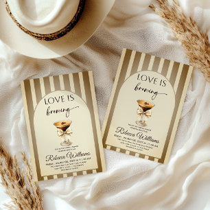 Coffee Beige Espresso Martini Bow Bridal Shower Invitation