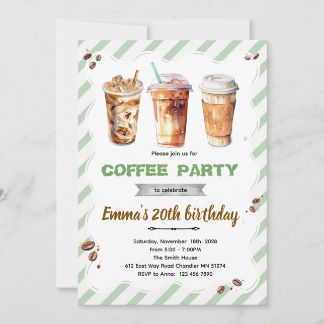 Coffee Birthday Invitation (Front)