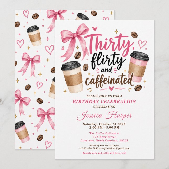 Coffee Birthday Invitation (Front/Back)