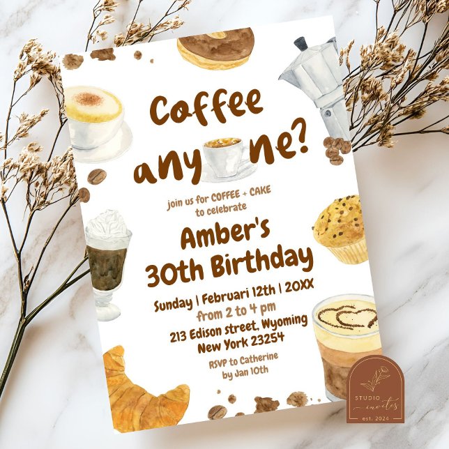 Coffee Birthday Party Illustration Invitation (Creator Uploaded)