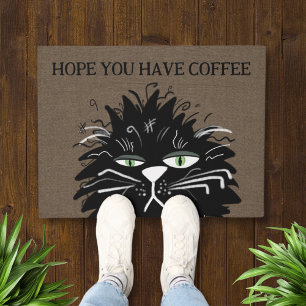 Coffee Black Grumpy Cat Funny Doormat