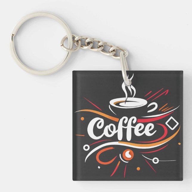 Coffee | black  key ring (Front)