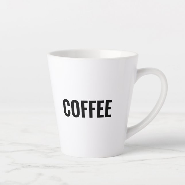 "Coffee" black letters white Latte Mug (Right)