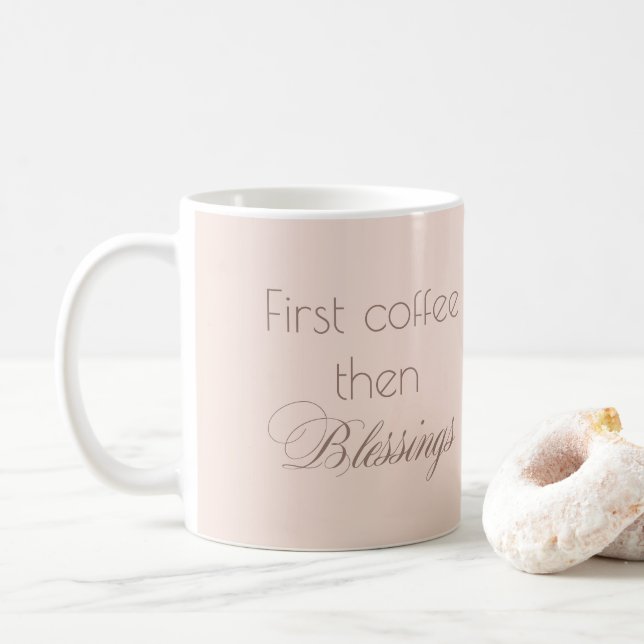 Coffee & Blessings Pink Coffee Mug (With Donut)