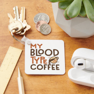 Coffee Blood Type Graphic for Coffee Lover Gift Key Ring