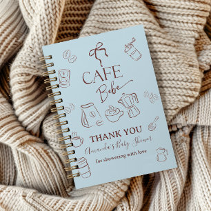 Coffee Blue Bow Cafe Bebe Baby Shower Guest Book