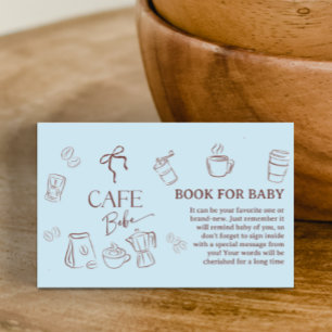 Coffee Blue Bow Cafe Bebe Boy Book For Baby Shower Enclosure Card