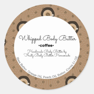 Coffee Body Butter Bath Branding Packaging Classic Round Sticker