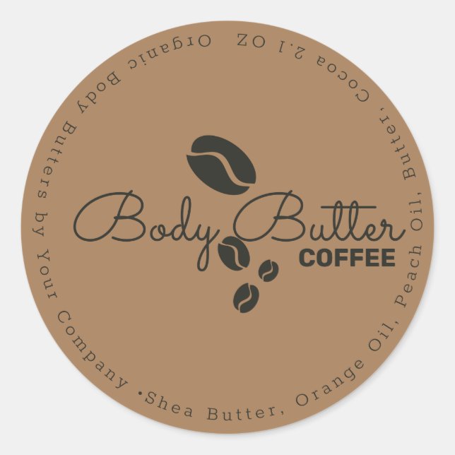 Coffee Body Butter Bath Soap Branding Classic Round Sticker (Front)