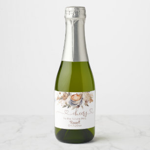 Coffee Boho Floral Bridal Shower Sparkling Wine Label