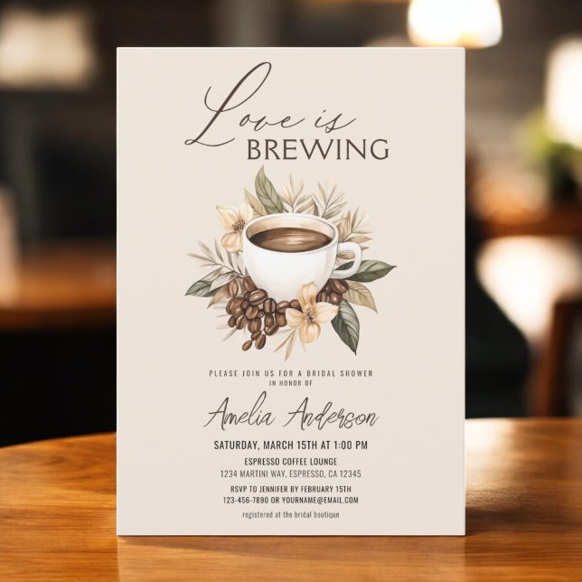 Coffee Boho Love is Brewing Bridal Shower Invitation (Creator Uploaded)