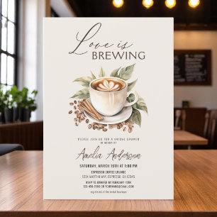 Coffee Boho Love is Brewing Bridal Shower Invitation