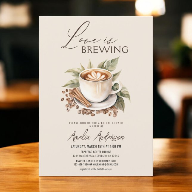 Coffee Boho Love is Brewing Bridal Shower Invitation (Creator Uploaded)