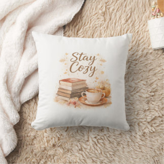 Coffee & Books Aesthetic | Stay Cosy Throw Pillow