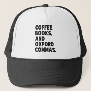 Coffee Books And Oxford Commas Cool Teacher Funny Trucker Hat
