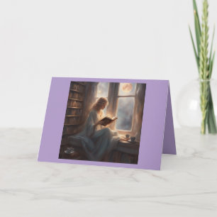 Coffee Books Moonlight Relaxing lavender Birthday Card