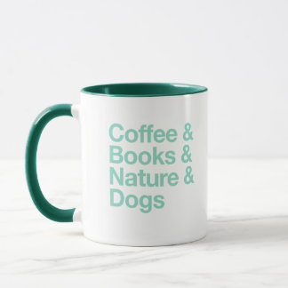 Coffee & Books & Nature & Dogs Mug (Teal)