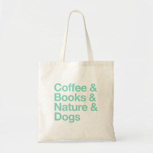 Coffee & Books & Nature & Dogs Tote Bag (Teal)