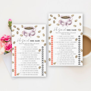 Coffee & Bow Bridal shower He said she said game