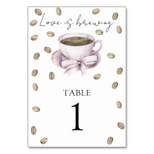 Coffee & bow bridal shower - wedding table number