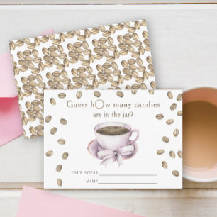 Coffee Bow Girl Baby shower Guess how many candies Enclosure Card