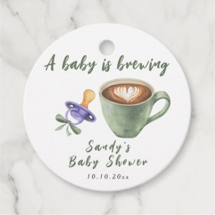 Coffee Bow Pacifier Baby Shower Favour Tags