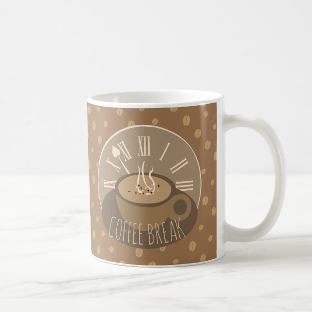Coffee Break Clock and Beans Coffee Mug (Right)