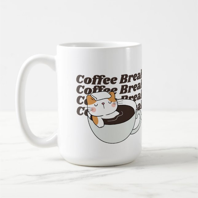 Coffee Break Funny Cat Mug (Left)