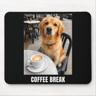 Coffee break golden retriever cafe meme funny dog mouse pad