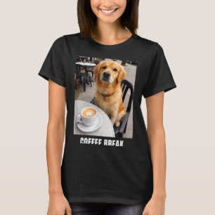 Coffee break golden retriever cafe meme funny dog T-Shirt
